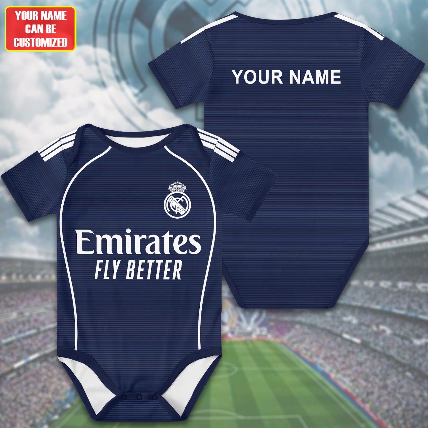 Customized Real Away Soccer Jersey , Baby Rib Bodysuit Sizes