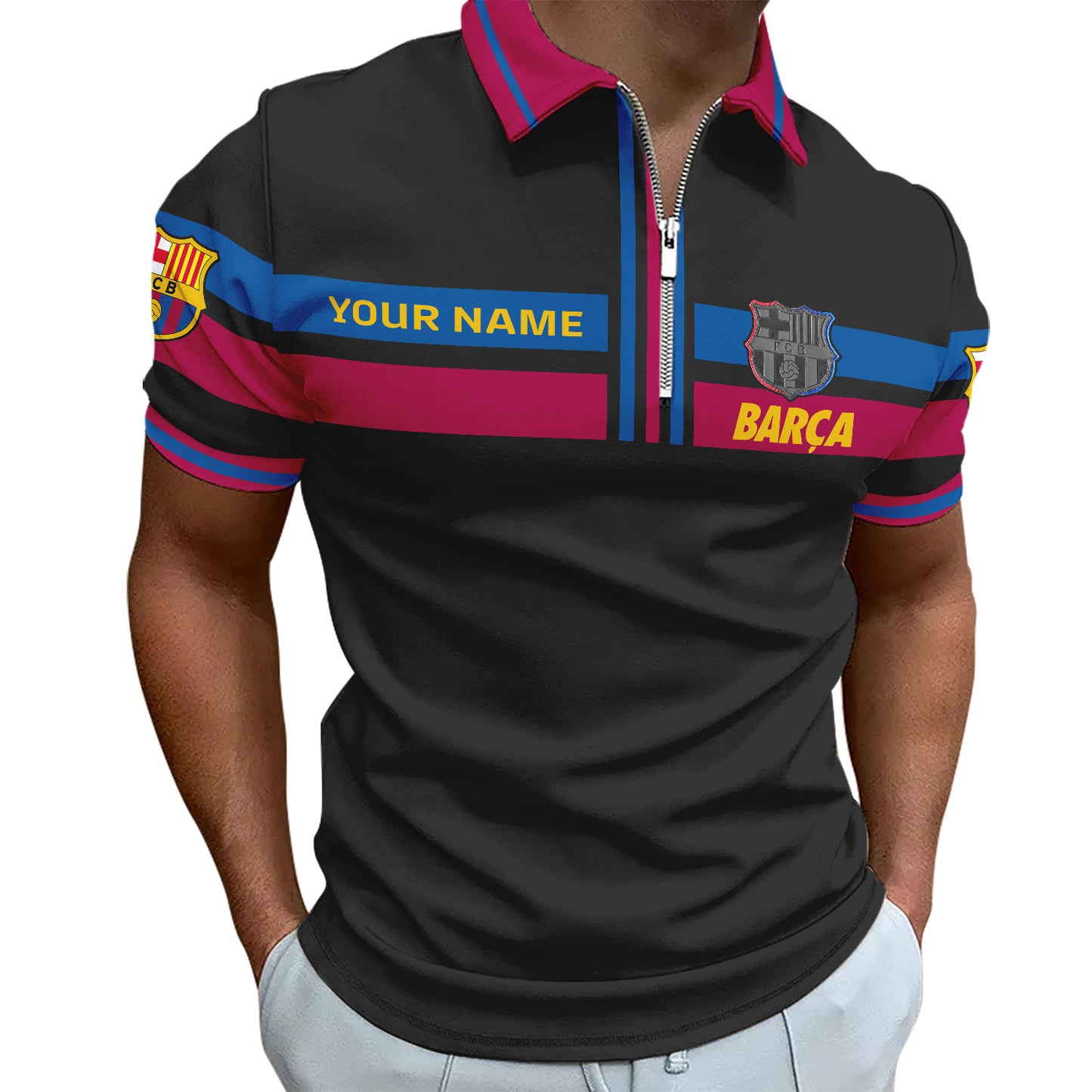 Personalized Barcelona FC 3D Full Printing Set , Barcelona FC Shirt , Barcelona Set , Zipper Polo, Hoodie , Short , Polo , hawaii V25