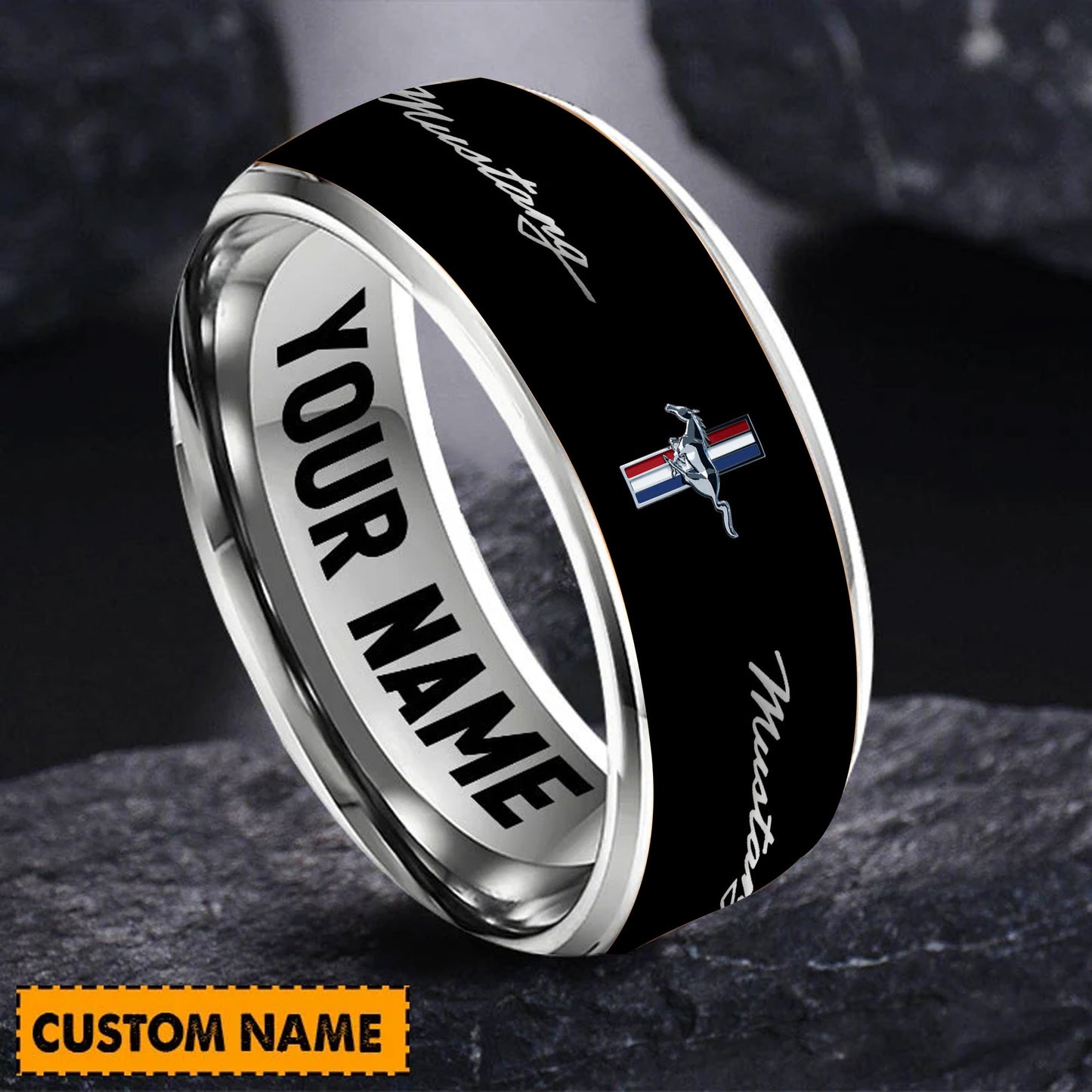 Personalized F Mustang Multicolored Custom Alloy Ring