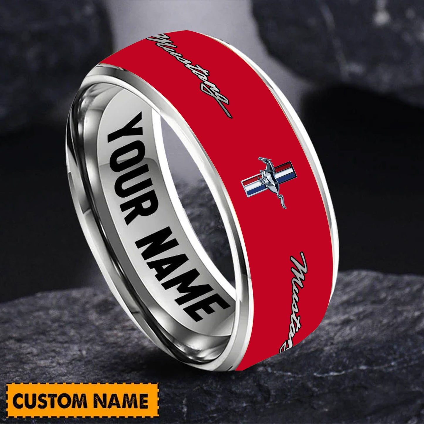 Personalized F Mustang Multicolored Custom Alloy Ring