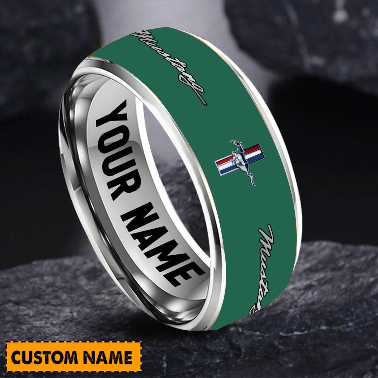 Personalized F Mustang Multicolored Custom Alloy Ring