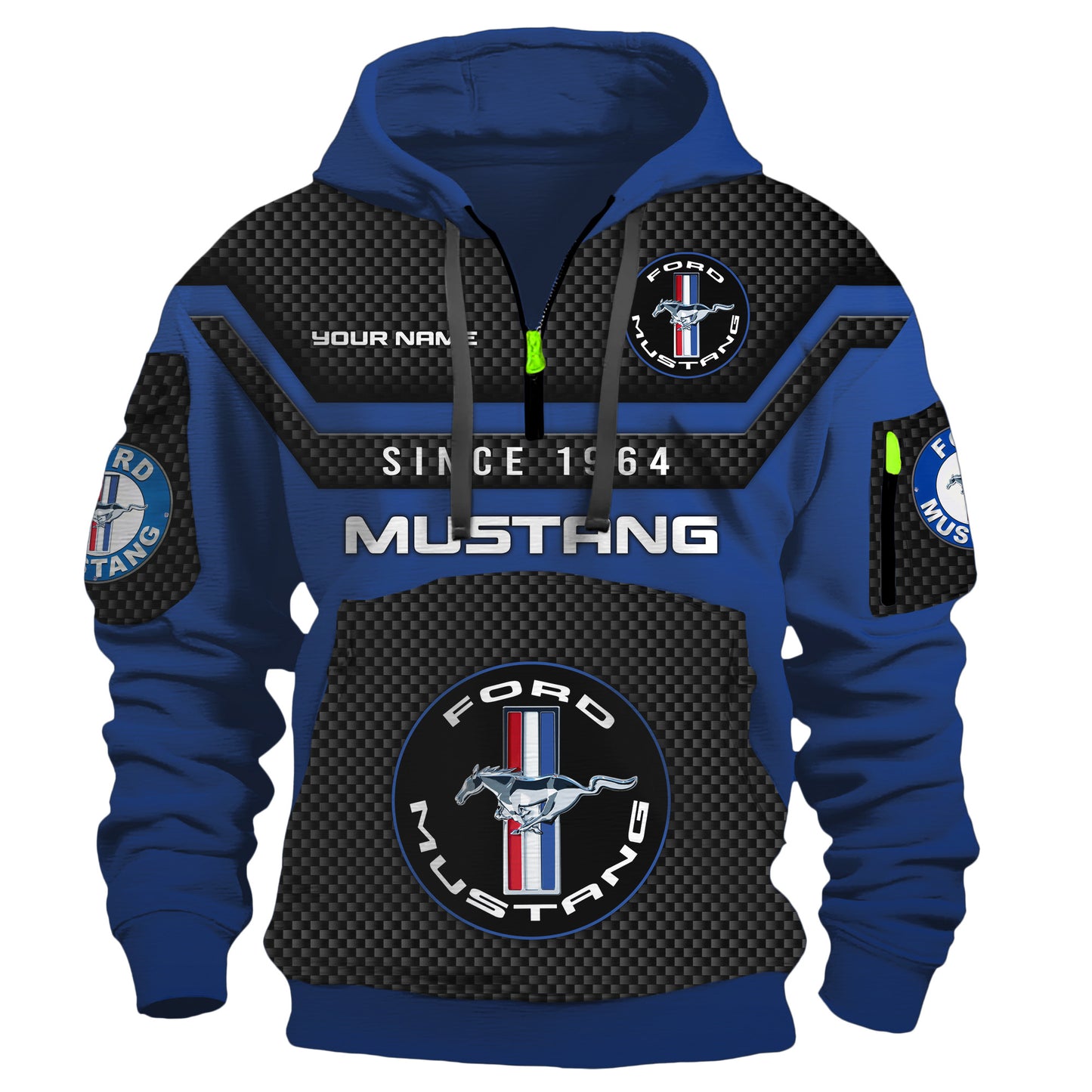 Personalized F Mustang Multicolored 3D Zip-Hoodie Cotton Jacket
