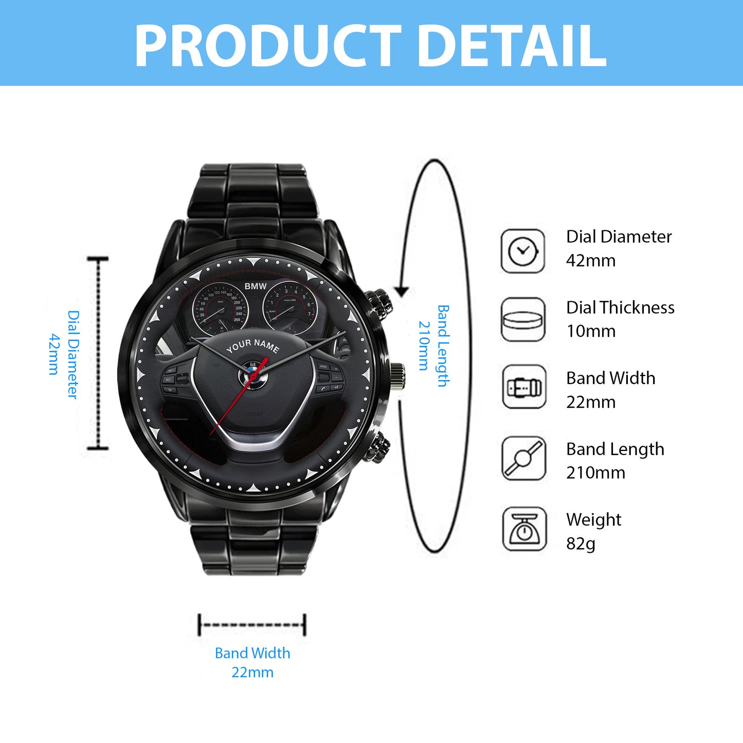 Personalized BW F20 Cockpit Luxury Stainless Steel Watch