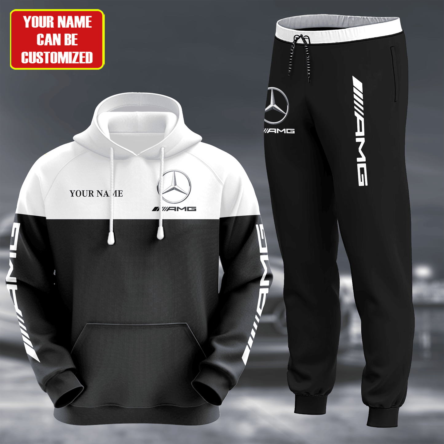 Personalized Merc AMG Sport All over Printed Hoodie and Sweatpants set