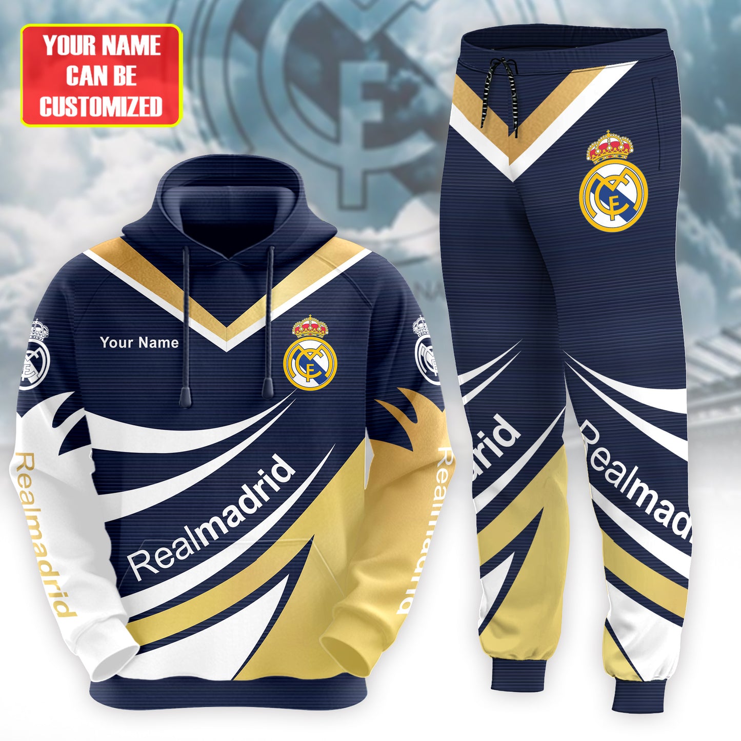 Personalized Real Madrid Q35 3D All over Printed Hoodie and Sweatpants set