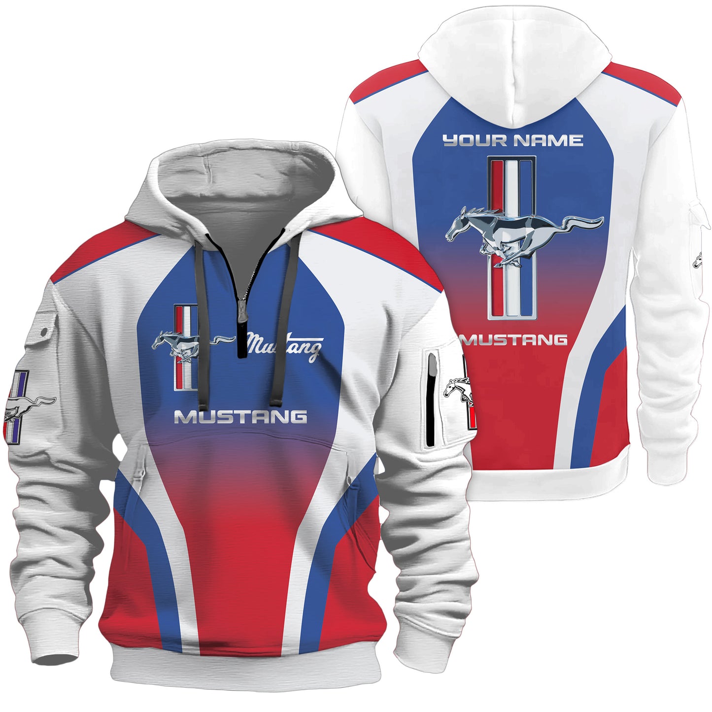 Personalized F Mustang 3D Zip-Hoodie Cotton Jacket