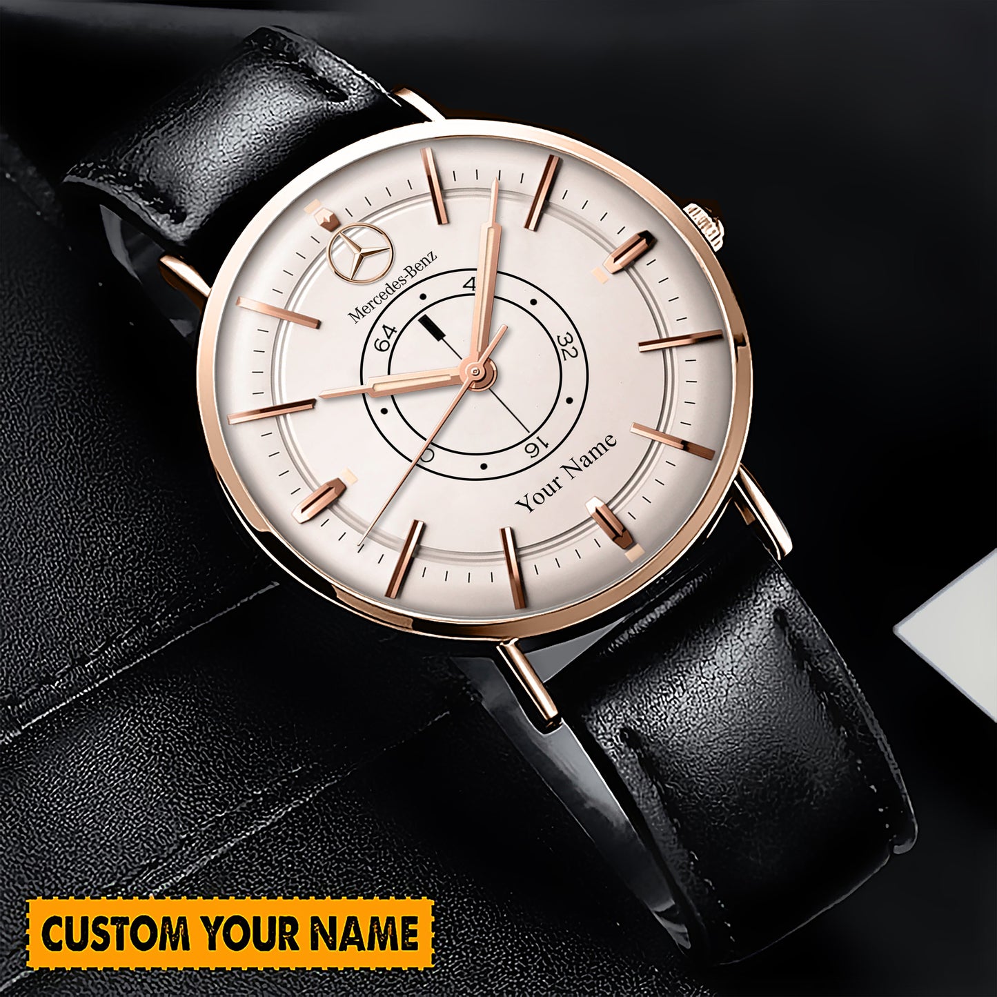 Personalized Merc Conquest Quartz Leather Watch Q210805
