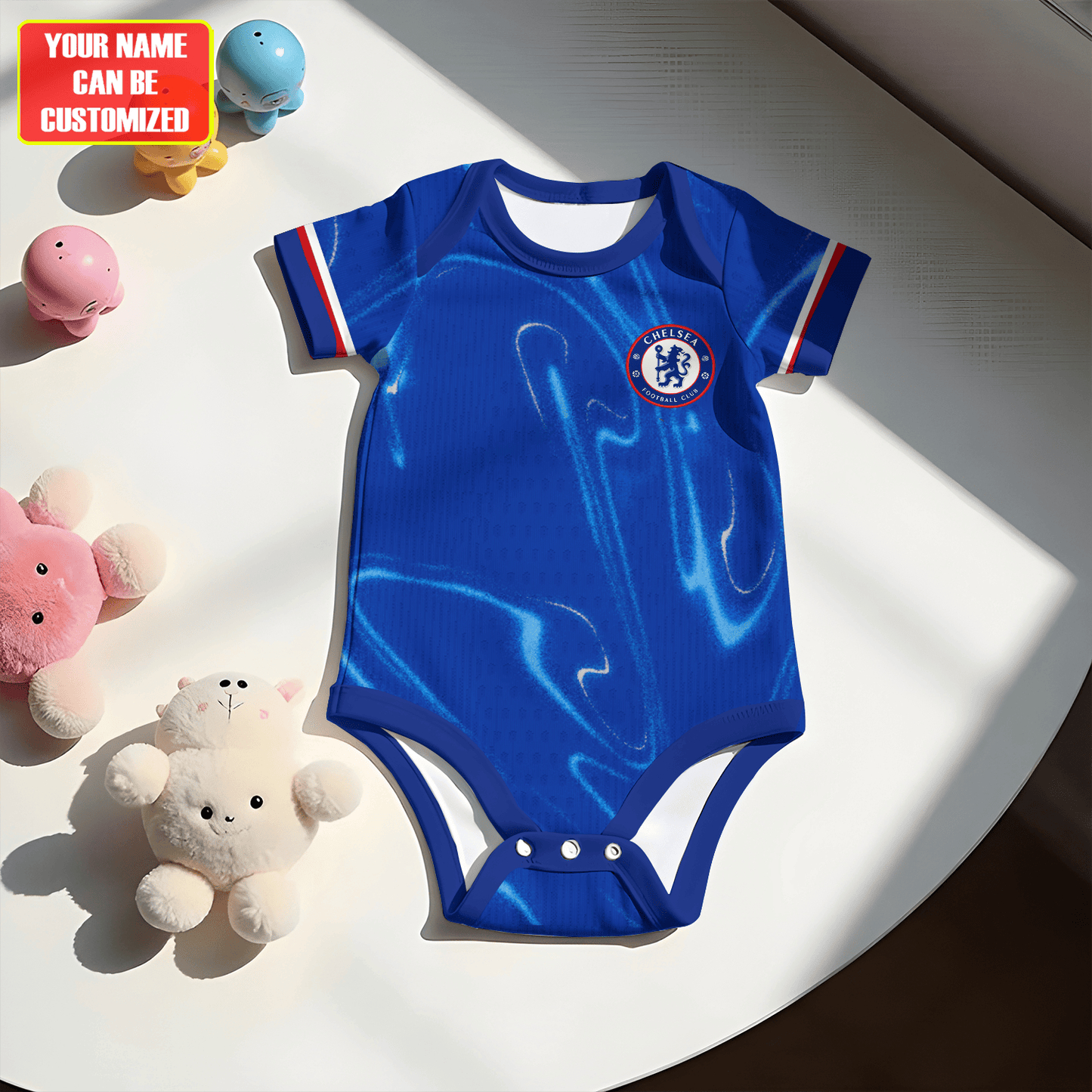 Customized Chelsea Soccer Jersey , Baby Rib Bodysuit Sizes V3