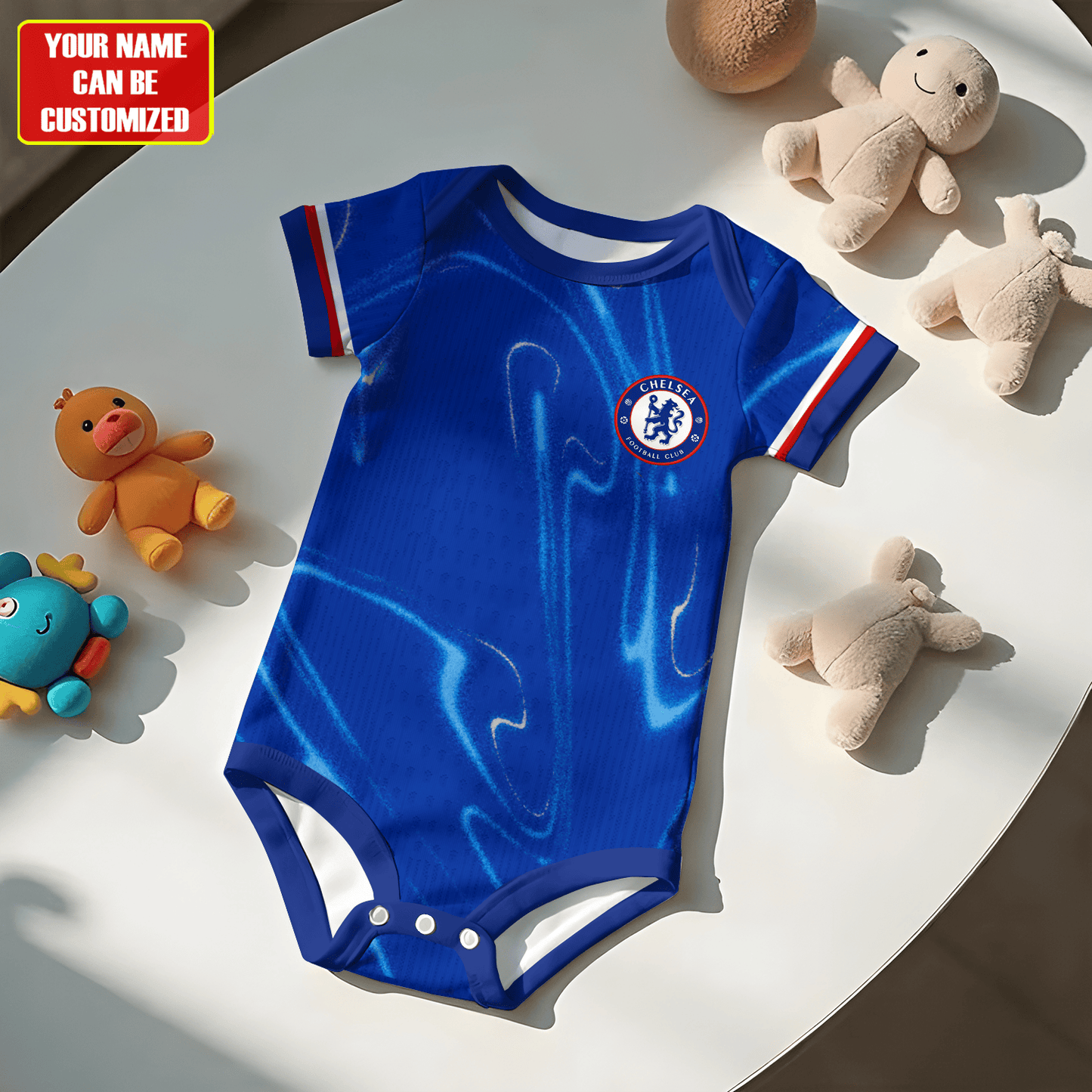 Customized Chelsea Soccer Jersey , Baby Rib Bodysuit Sizes V3