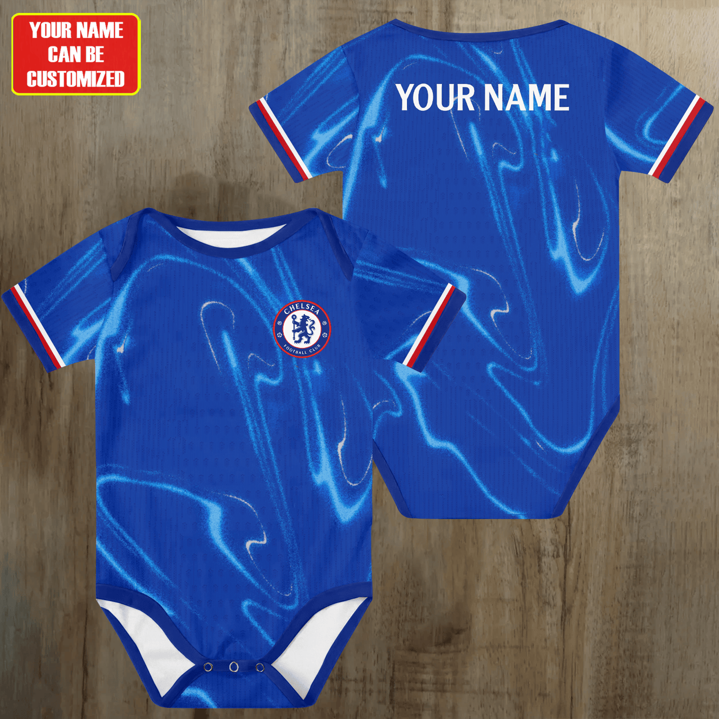 Customized Chelsea Soccer Jersey , Baby Rib Bodysuit Sizes V3
