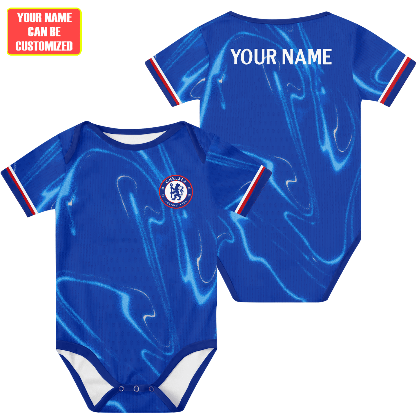 Customized Chelsea Soccer Jersey , Baby Rib Bodysuit Sizes V3