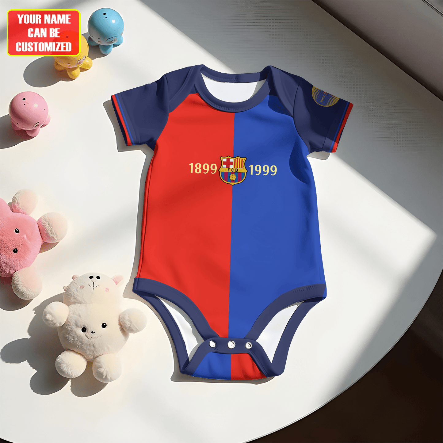 Customized Barcelona FC Retro Soccer Jersey , Baby Rib Bodysuit Sizes