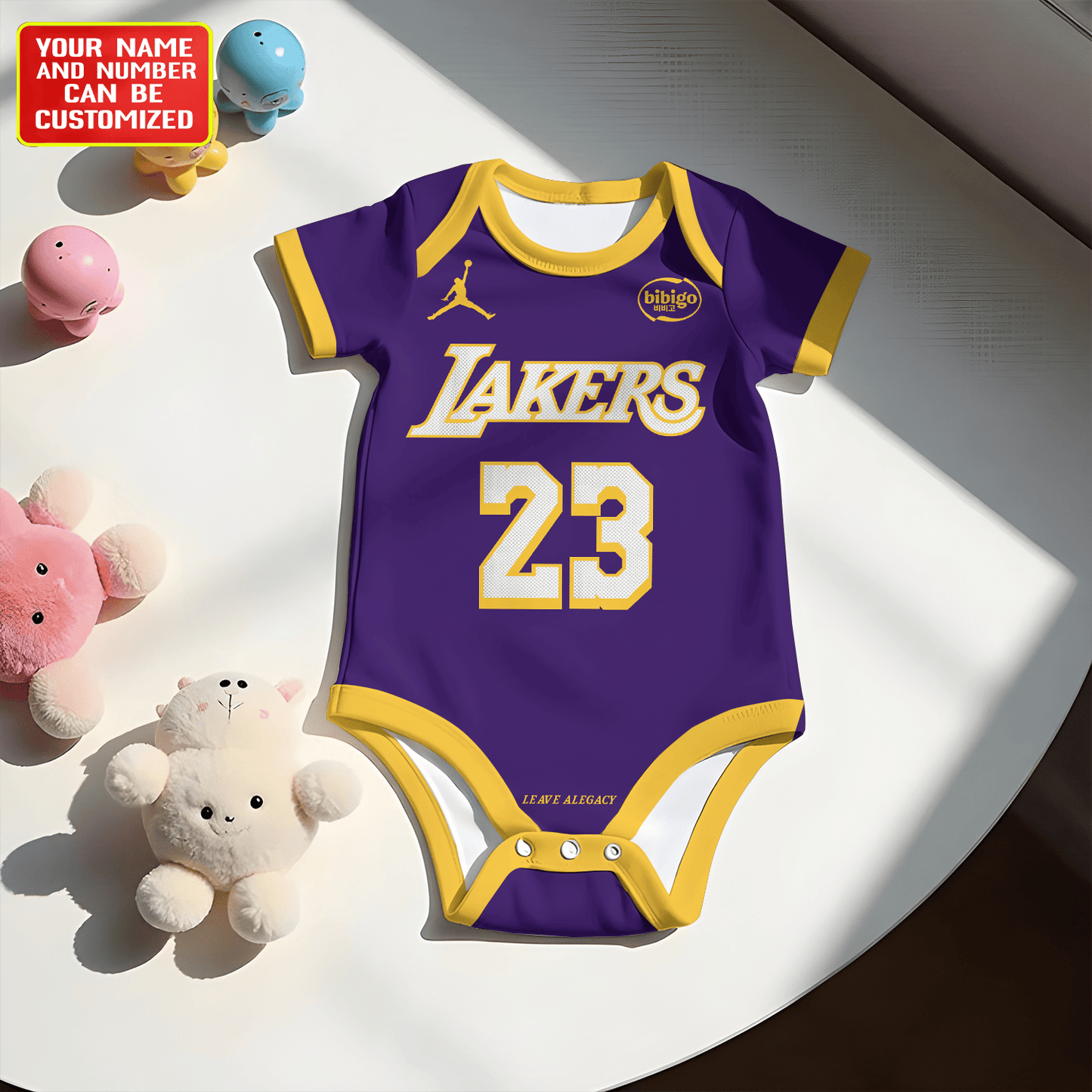Customized LAL Icon Basketball Jersey , Baby Rib Bodysuit Sizes