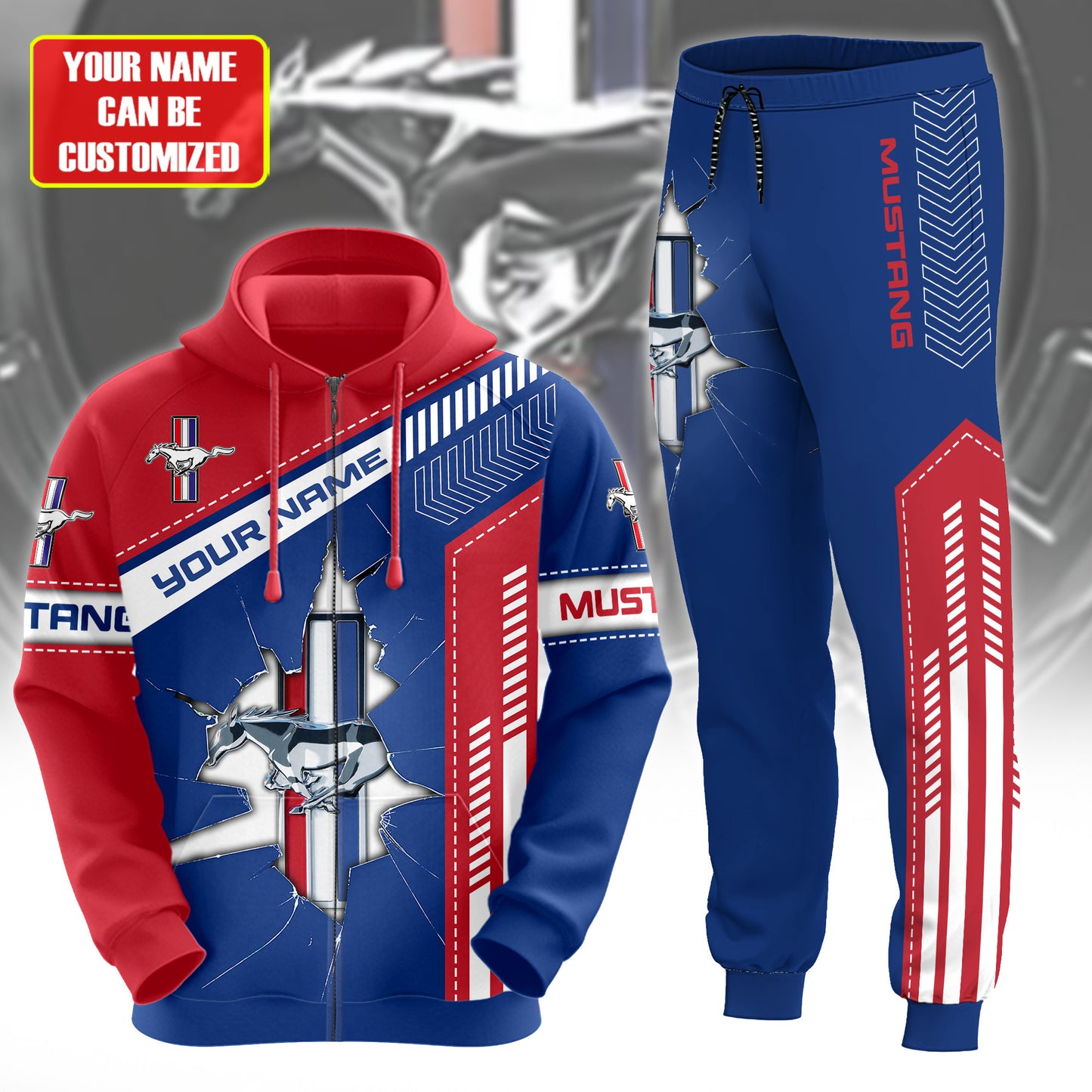 Personalized F Mustang Q5 3D All over Printed Hoodie and Sweatpants set