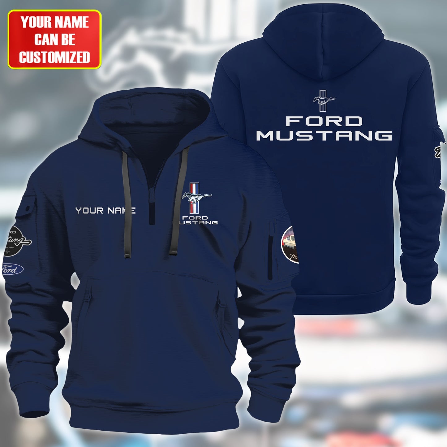 Personalized F Mustang Vintage 3D Cotton Hoodie and Sweatpants set