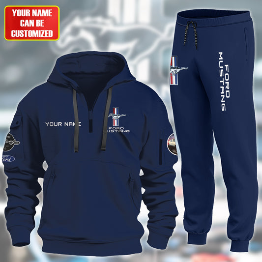 Personalized F Mustang Vintage 3D Cotton Hoodie and Sweatpants set