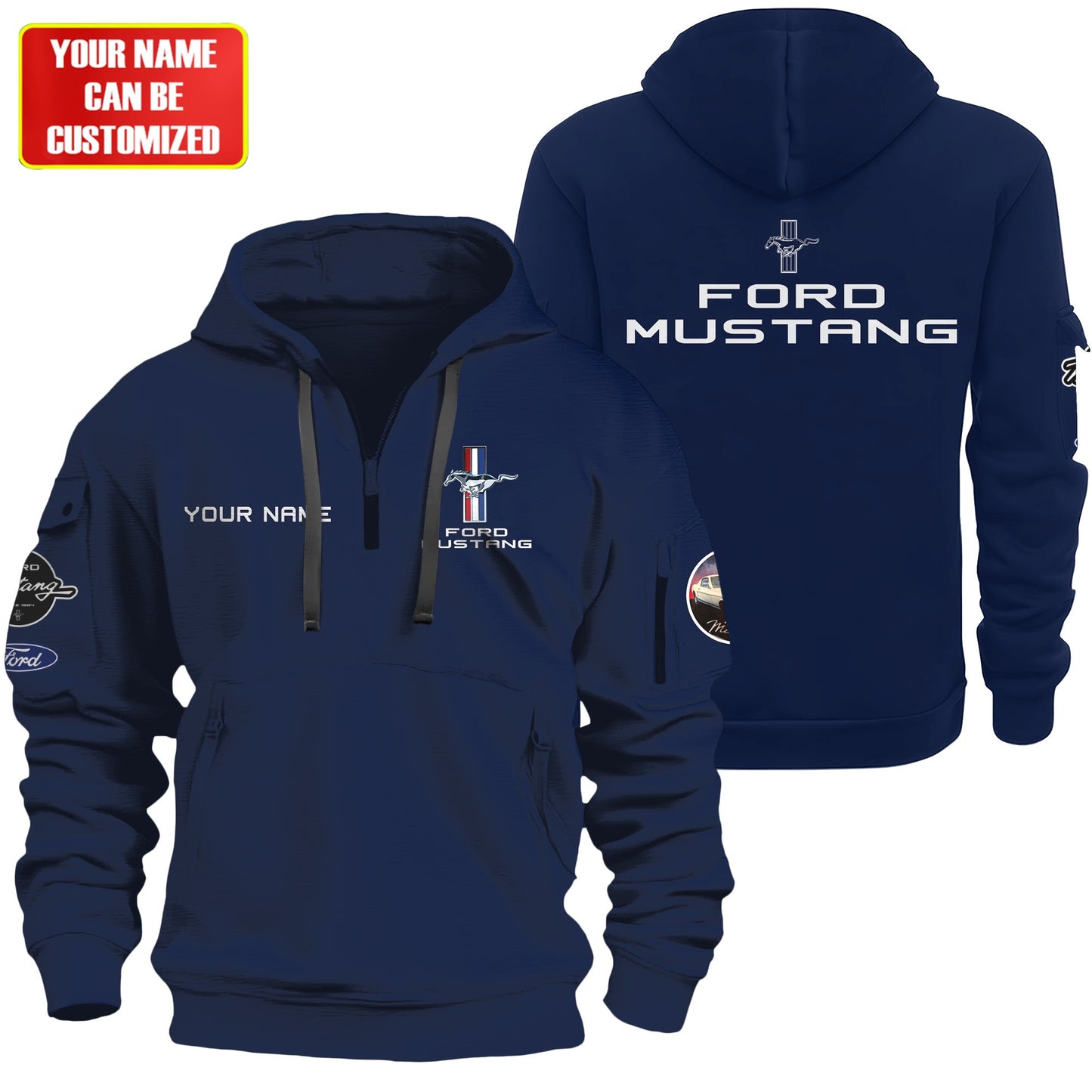 Personalized F Mustang Vintage 3D Cotton Hoodie and Sweatpants set