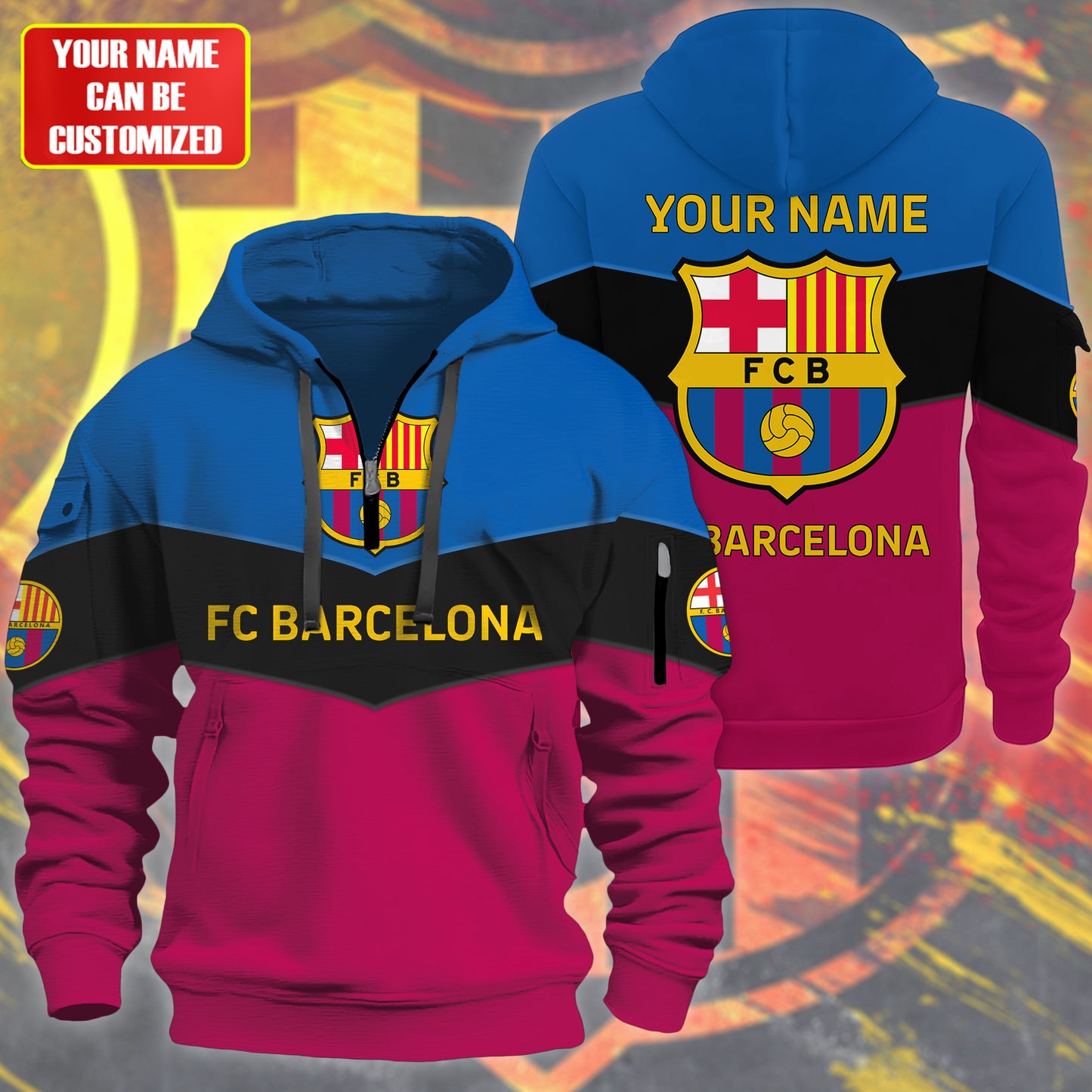 Personalized Barca Layer 3D Zip-Hoodie Cotton Jacket