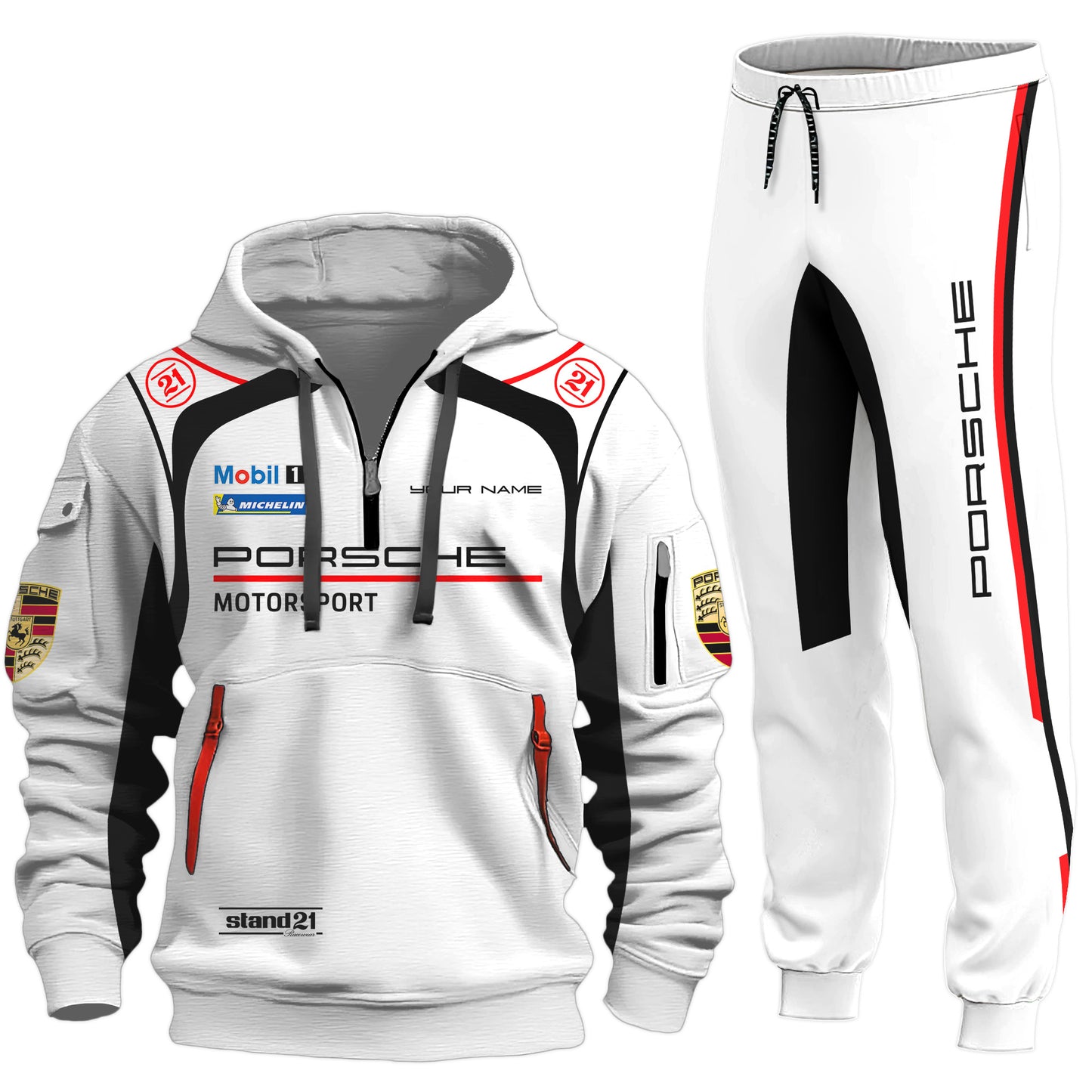 Personalized Pors Motorsport 3D Cotton Hoodie and Sweatpants set