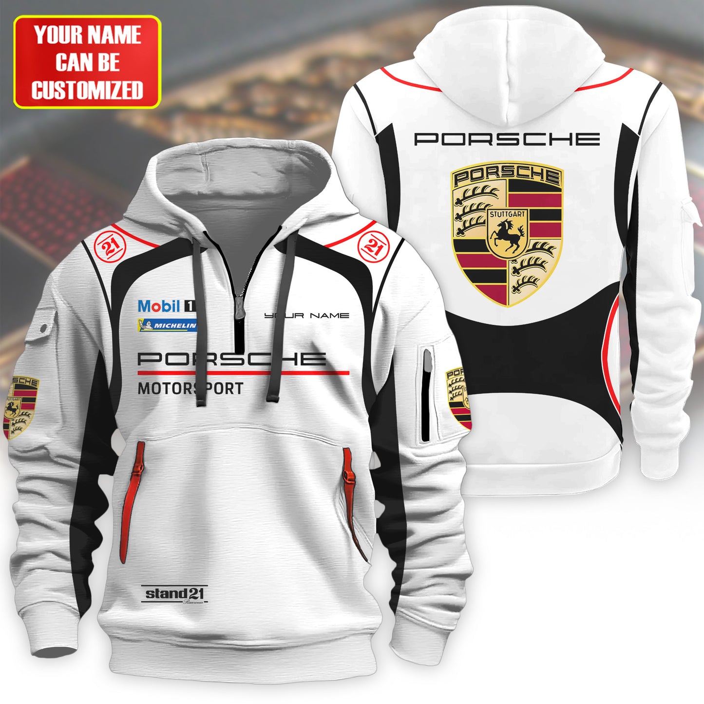 Personalized Pors Motorsport 3D Cotton Hoodie and Sweatpants set