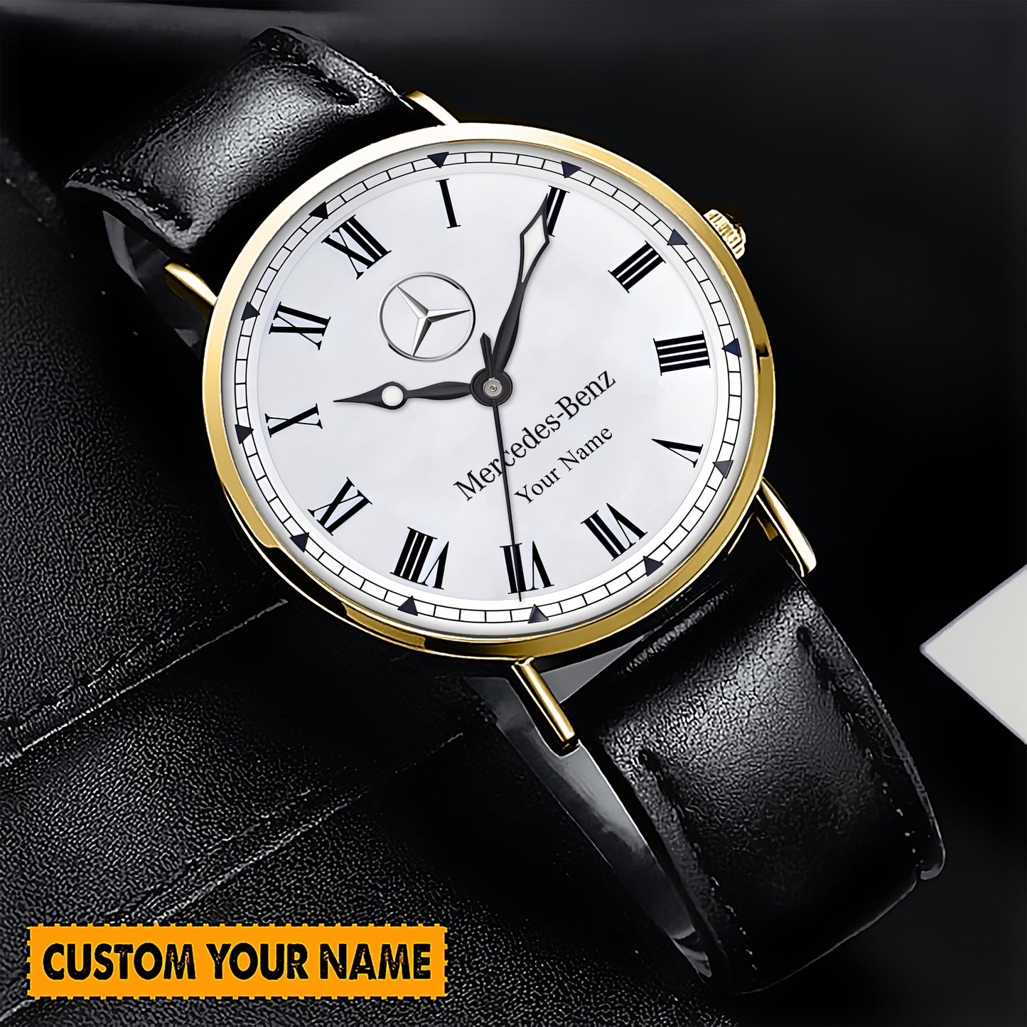 Personalized Merc Vintage Quartz Leather Watch P290801