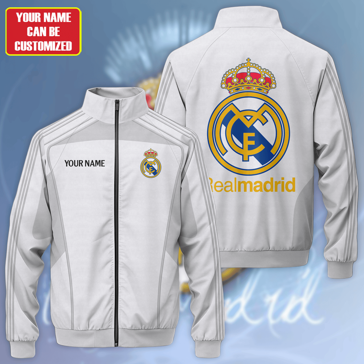 Personalized Real Madrid Sport Zipper Stand Collar Jacket & Sweatpants