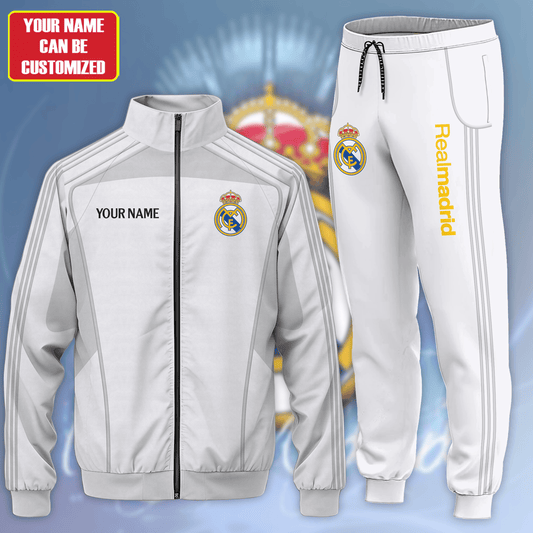 Personalized Real Madrid Sport Zipper Stand Collar Jacket & Sweatpants