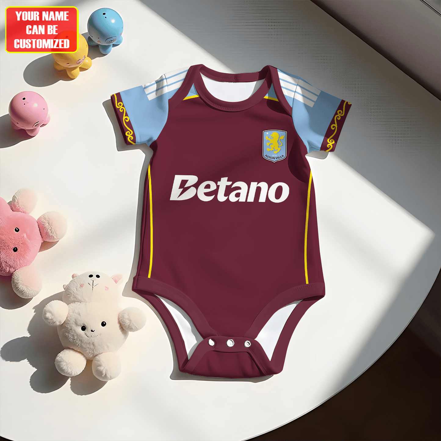Customized Aston Villa Soccer Jersey , Baby Rib Bodysuit Sizes