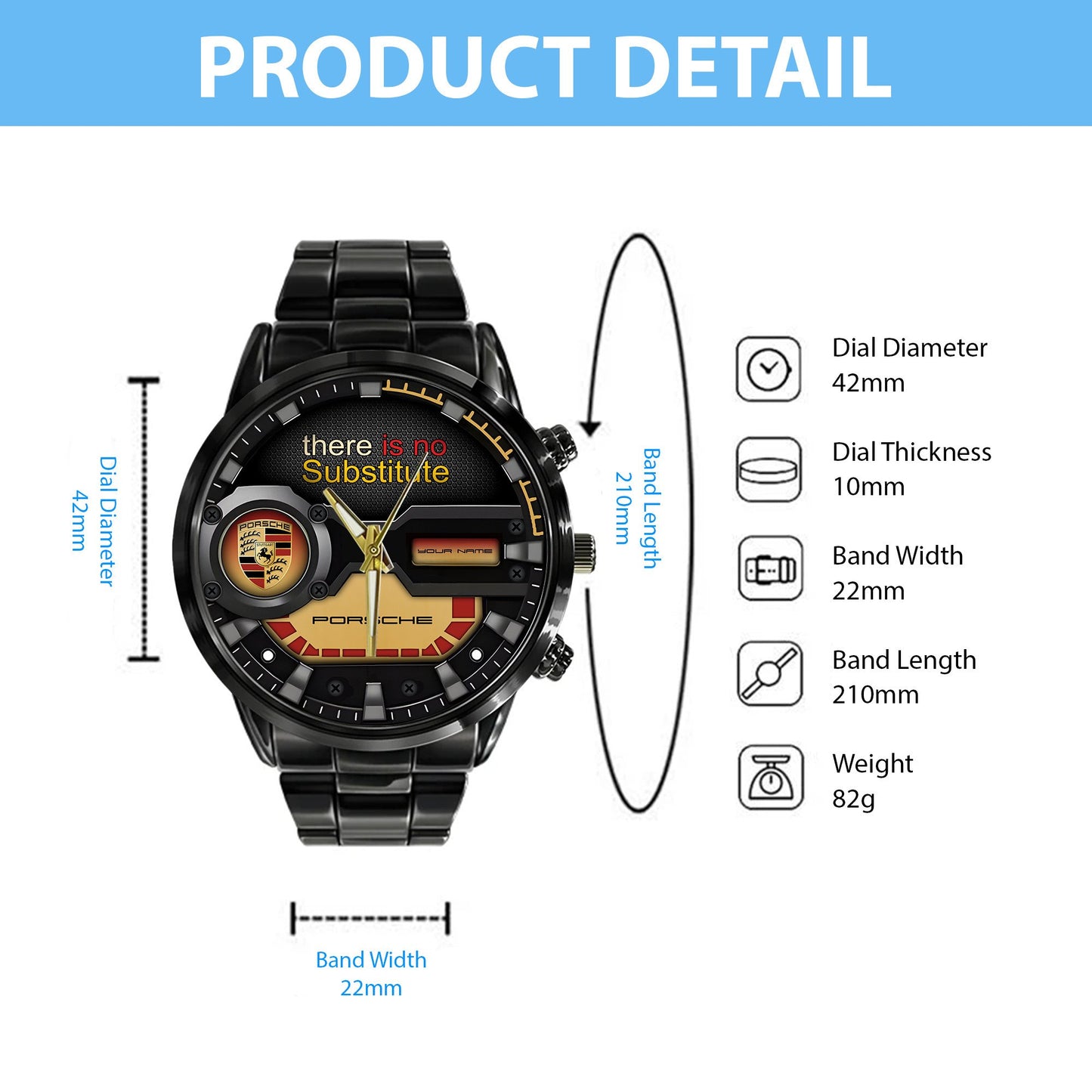 Personalized Pors Substitude Stainless Steel Watch