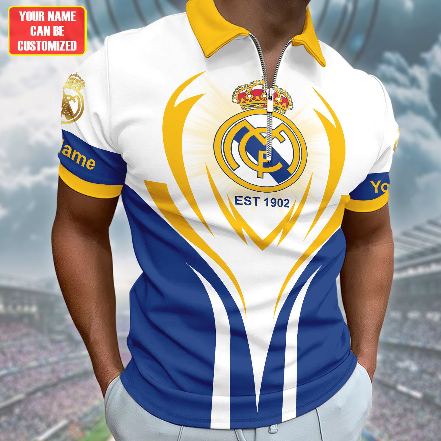 Personalized Real Madrid CF 3D Full Printing Set , Real Madrid CF Shirt , Real Madrid Set , Zipper Polo, Hoodie , Short , Polo , hawaii
