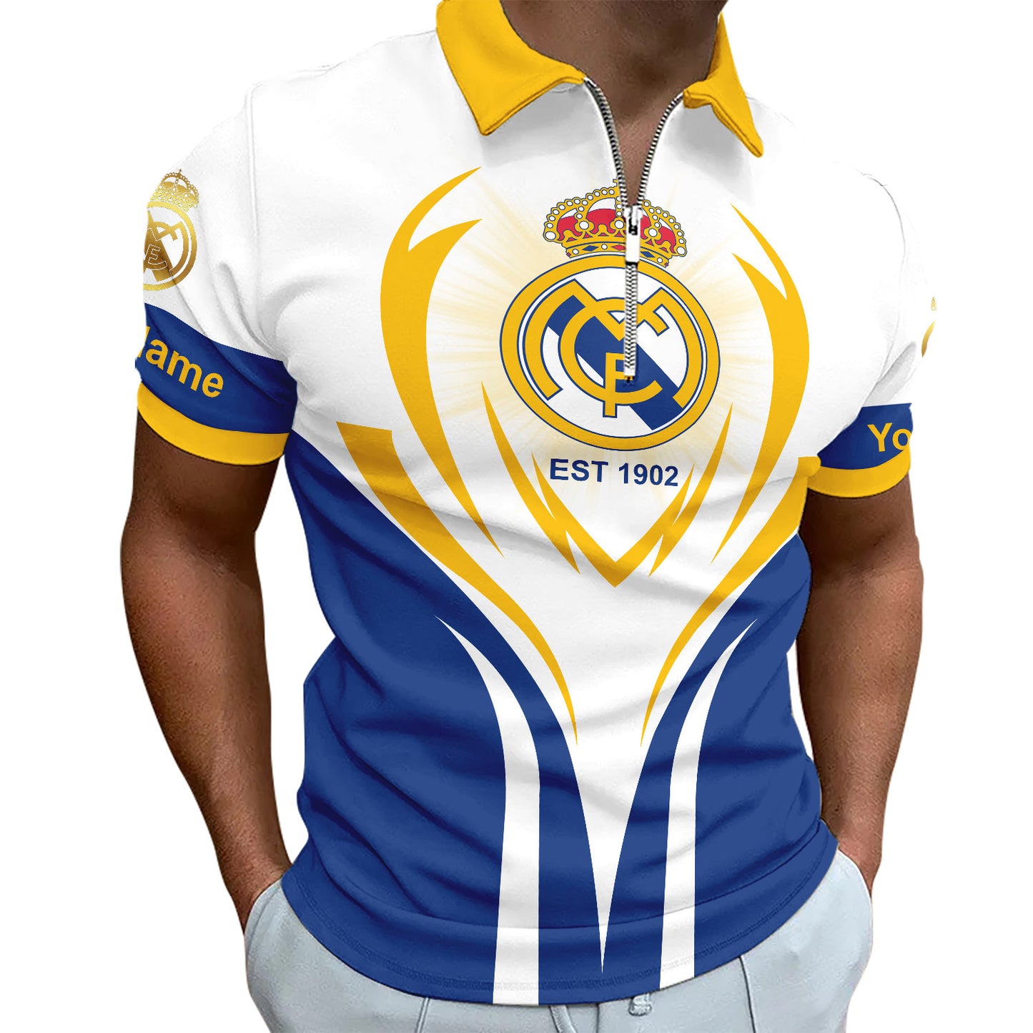 Personalized Real Madrid CF 3D Full Printing Set , Real Madrid CF Shirt , Real Madrid Set , Zipper Polo, Hoodie , Short , Polo , hawaii