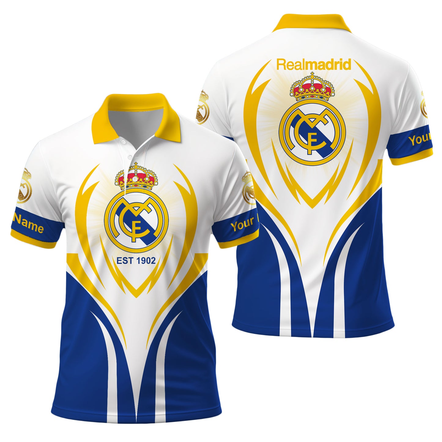 Personalized Real Madrid CF 3D Full Printing Set , Real Madrid CF Shirt , Real Madrid Set , Zipper Polo, Hoodie , Short , Polo , hawaii