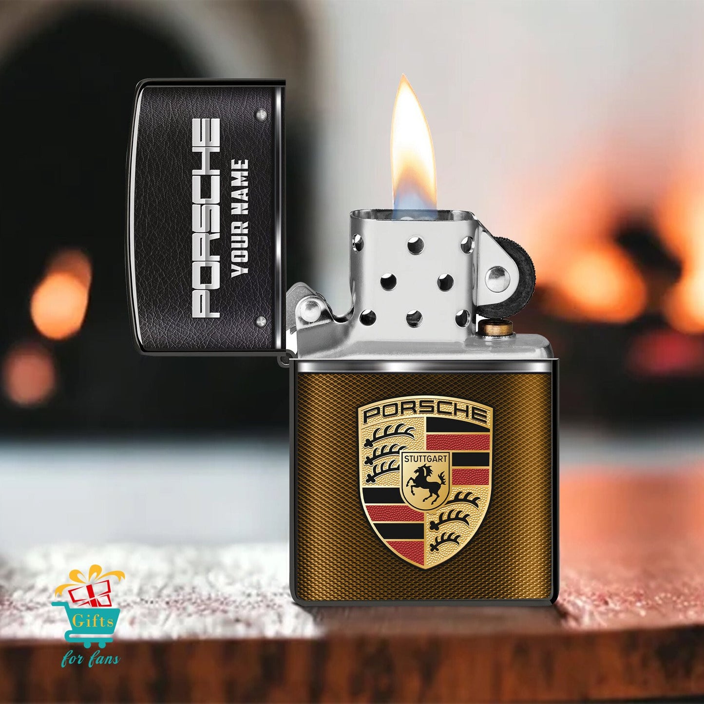Personalized Pors Leather Zippo Lighter