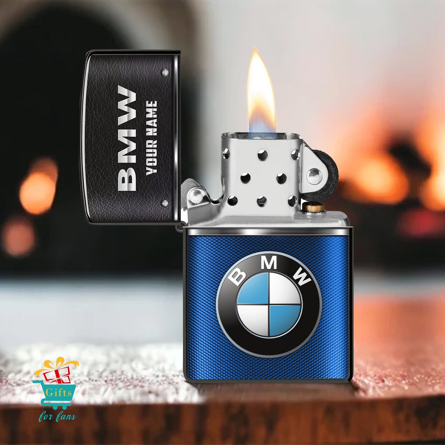 Personalized BW Leather Zippo Lighter