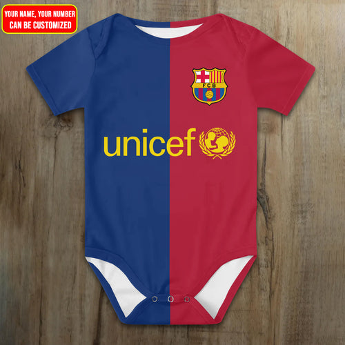 Customized Barca FC Soccer Jersey , Baby Rib Bodysuit Sizes