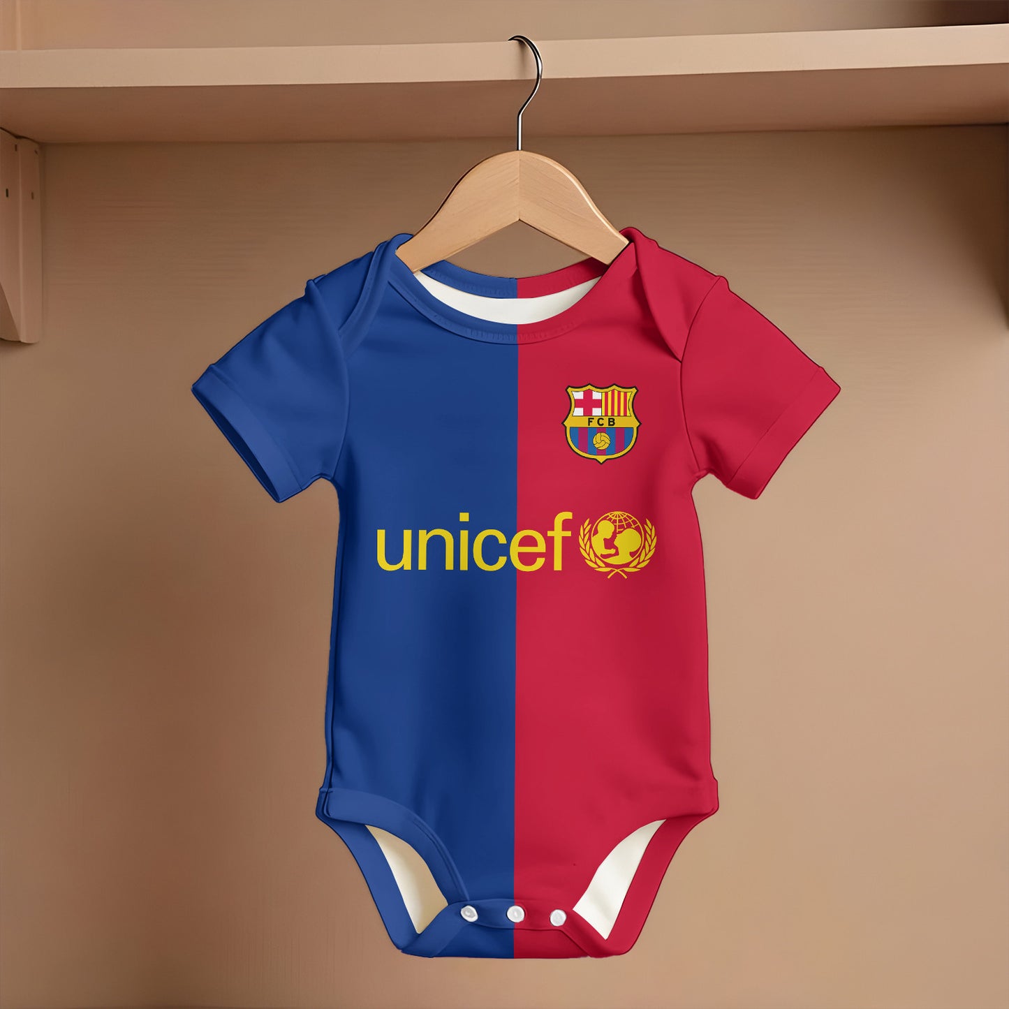 Customized Barca FC Soccer Jersey , Baby Rib Bodysuit Sizes
