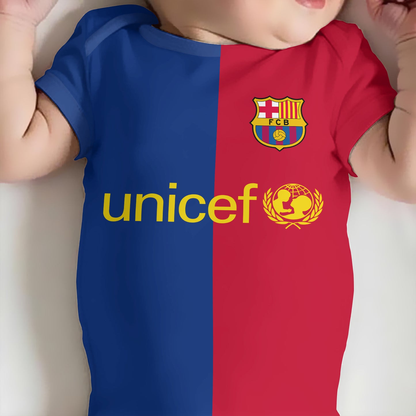 Customized Barca FC Soccer Jersey , Baby Rib Bodysuit Sizes
