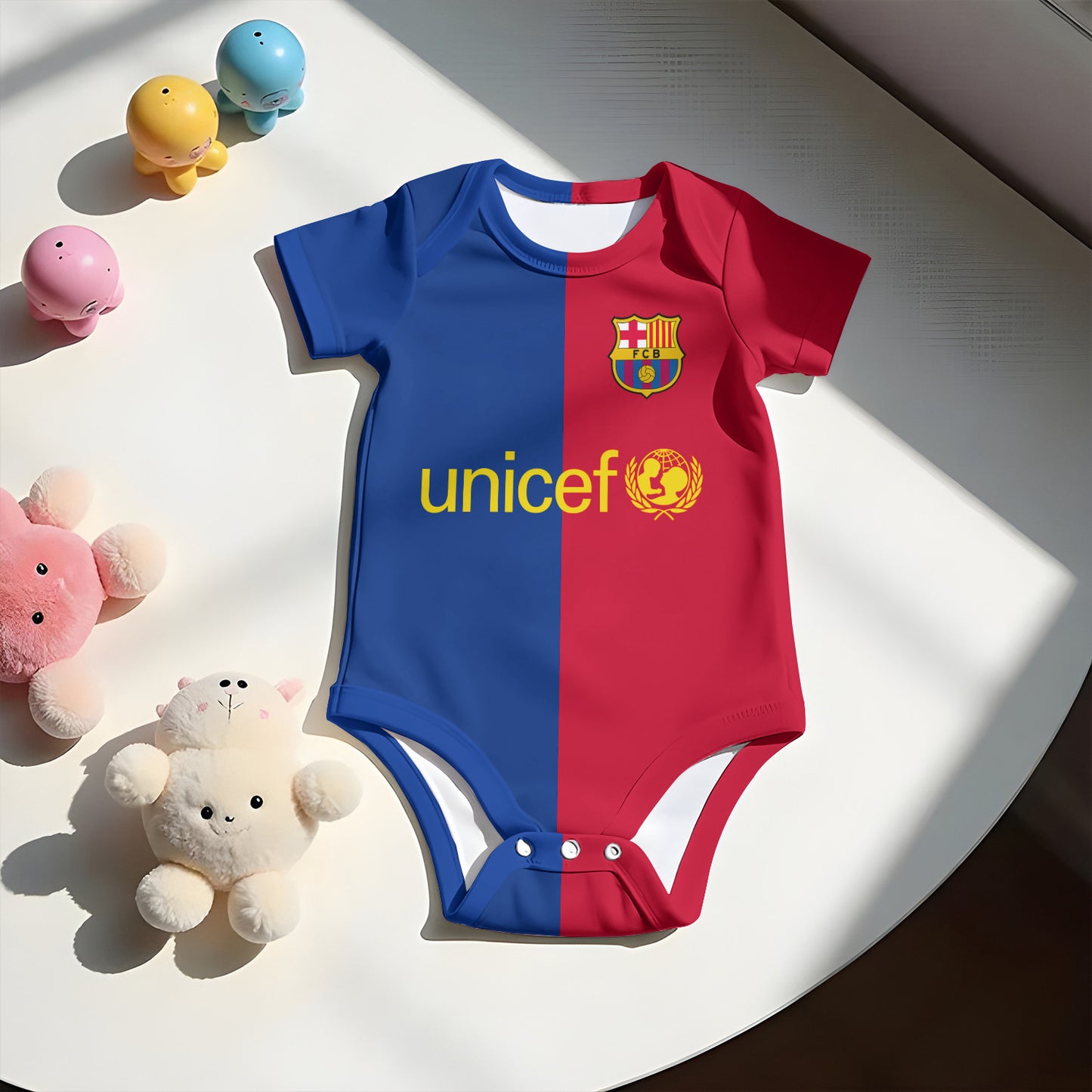 Customized Barca FC Soccer Jersey , Baby Rib Bodysuit Sizes