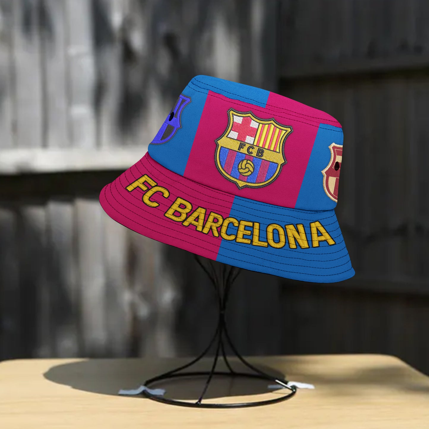 FC Barca Embroidery Pattern Bucket Hat