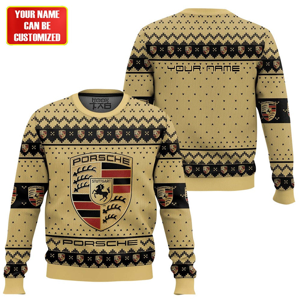 Personalized Pors Ugly Christmas Sweater , Unisex Wool Sweater