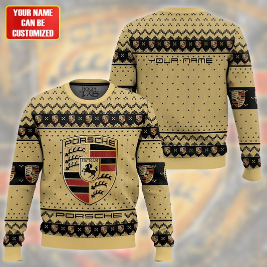 Personalized Pors Ugly Christmas Sweater , Unisex Wool Sweater