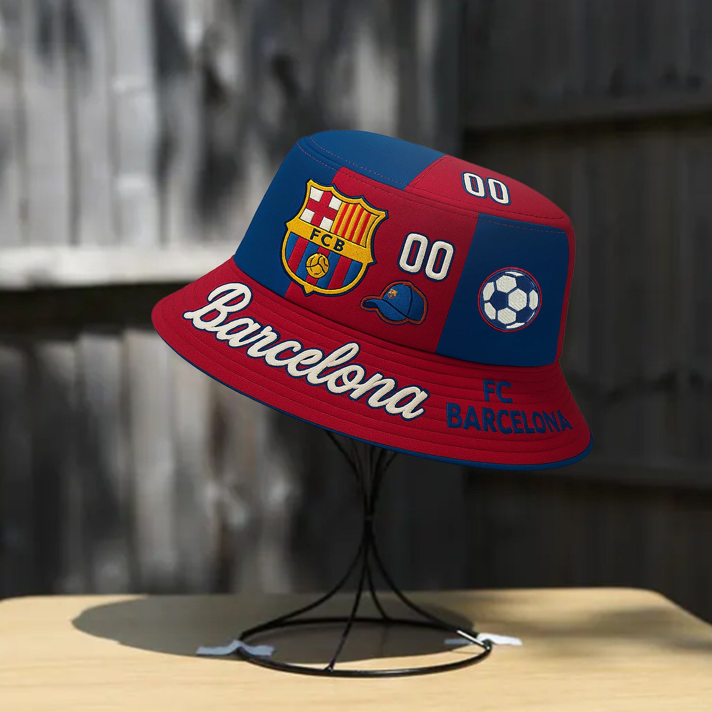 FC Barca Embroidery Pattern Bucket Hat V2