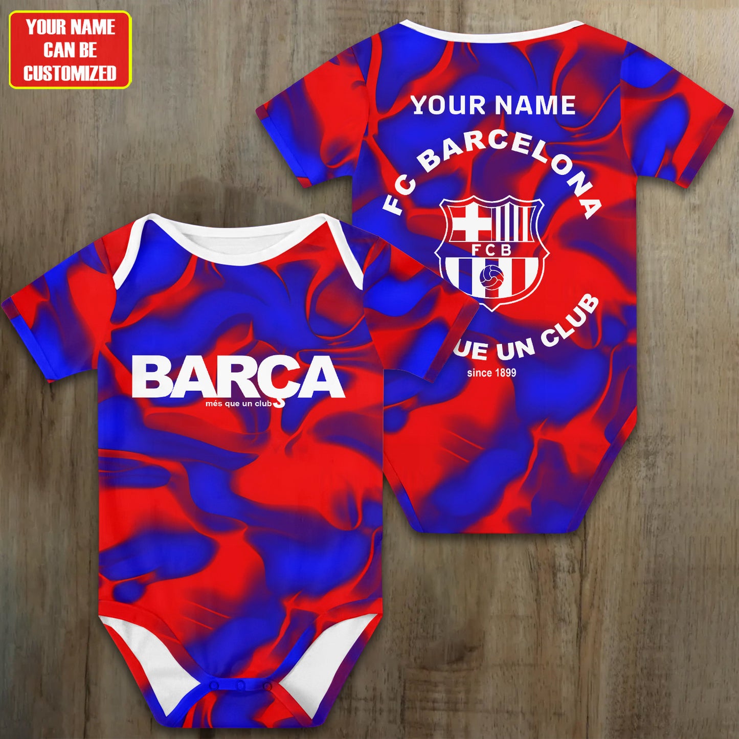 Customized Barca FC Soccer Jersey , Baby Rib Bodysuit Sizes