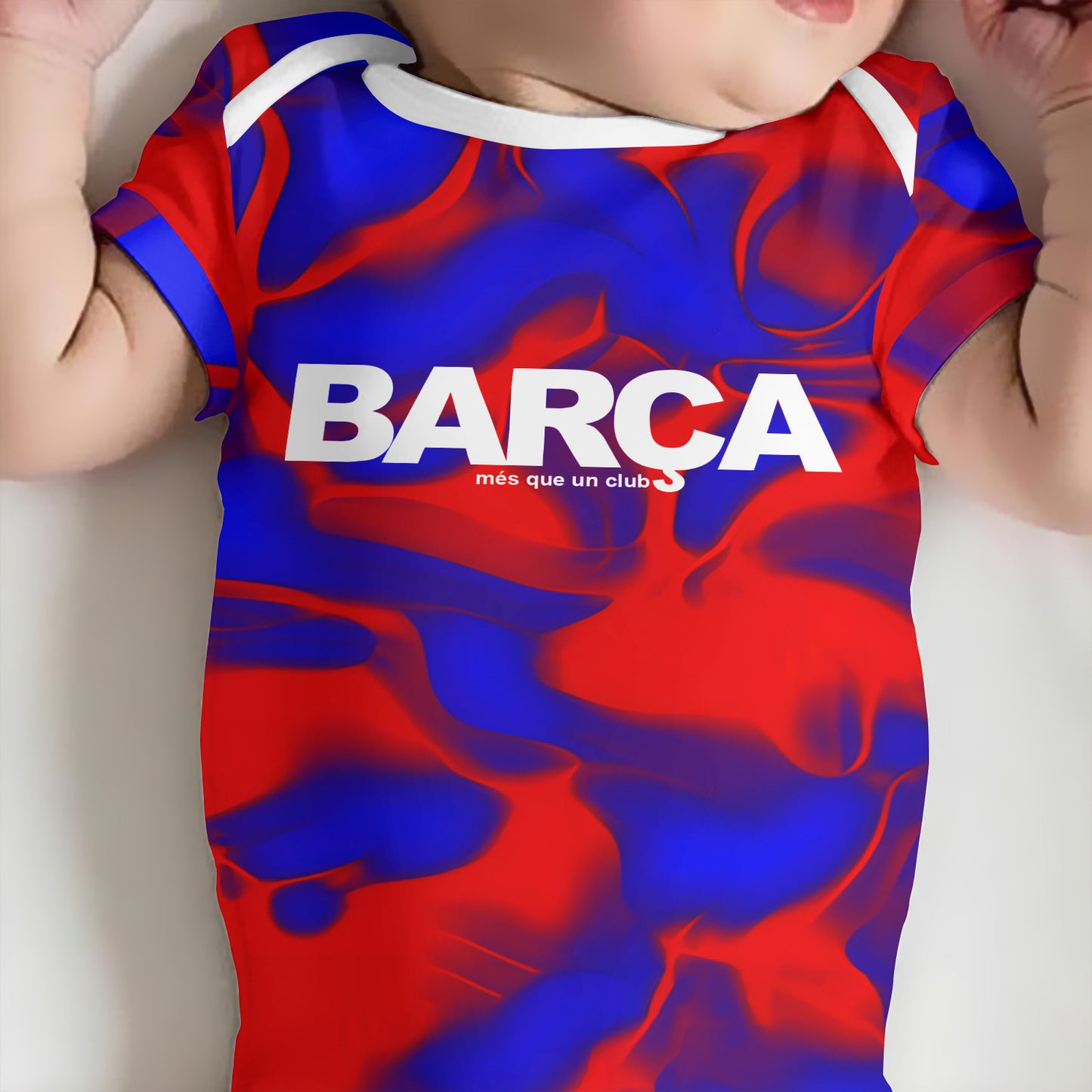 Customized Barca FC Soccer Jersey , Baby Rib Bodysuit Sizes