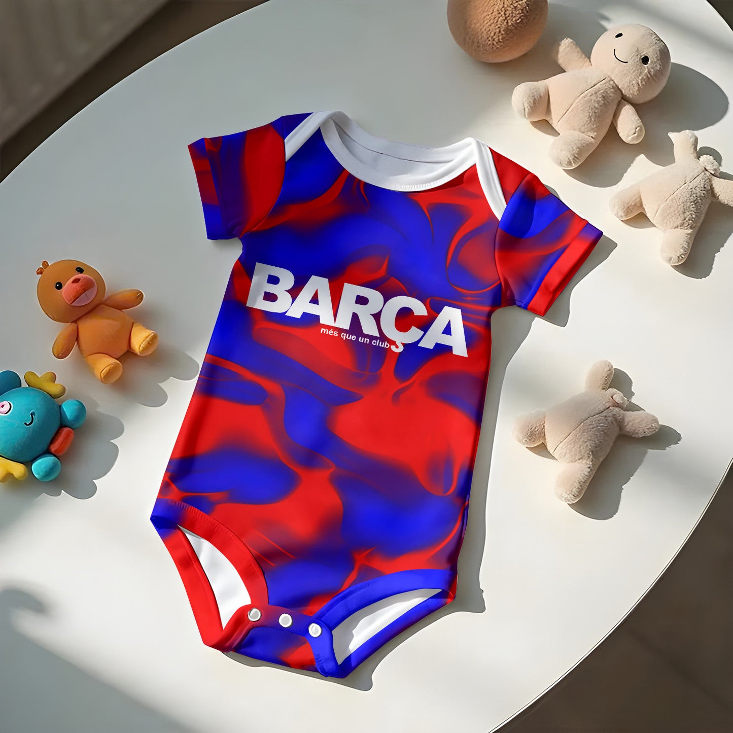 Customized Barca FC Soccer Jersey , Baby Rib Bodysuit Sizes