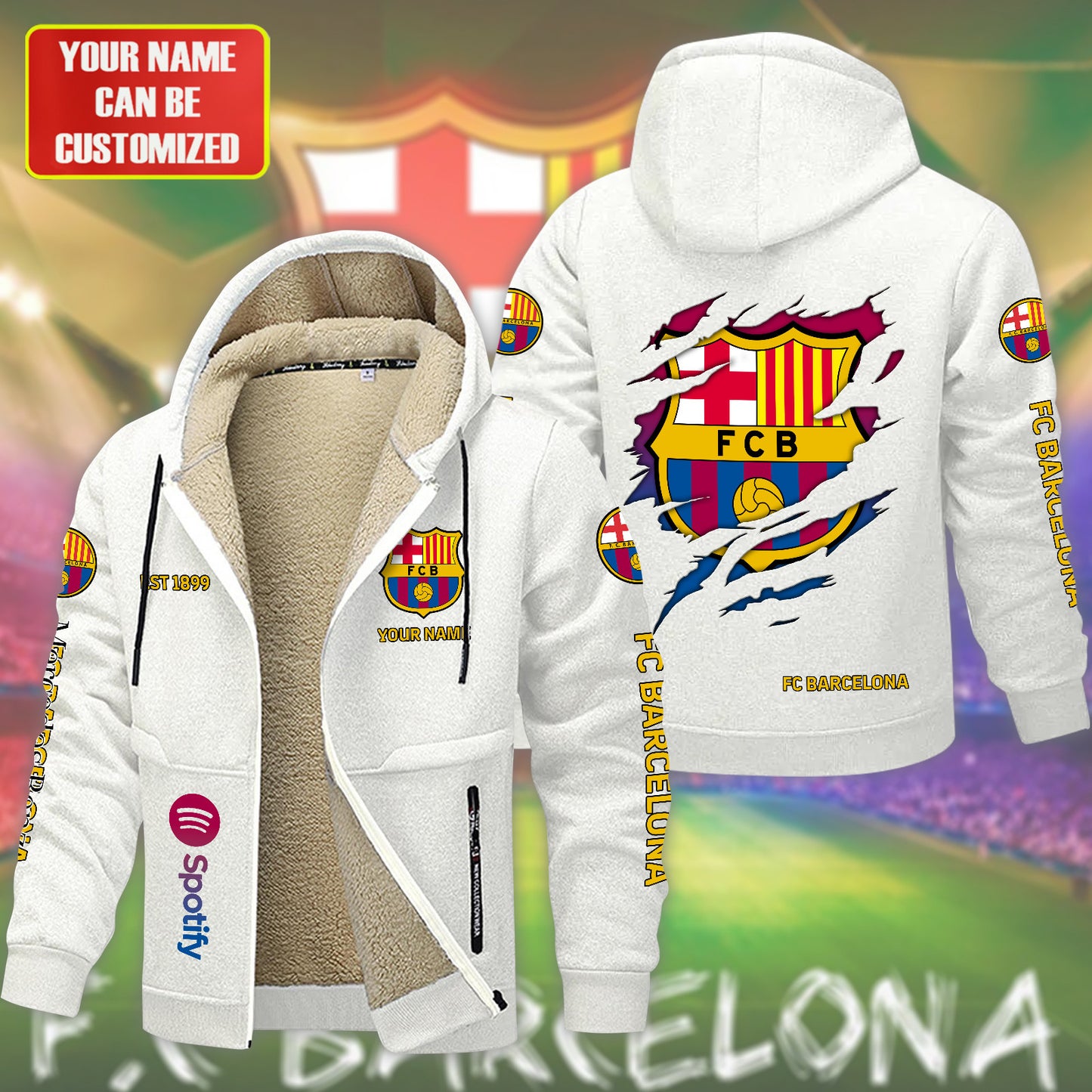 Personalized Barca FC Fleece 3D Unisex Hooded Jacket