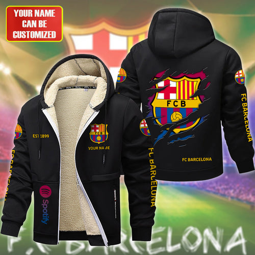 Personalized Barca FC Fleece 3D Unisex Hooded Jacket