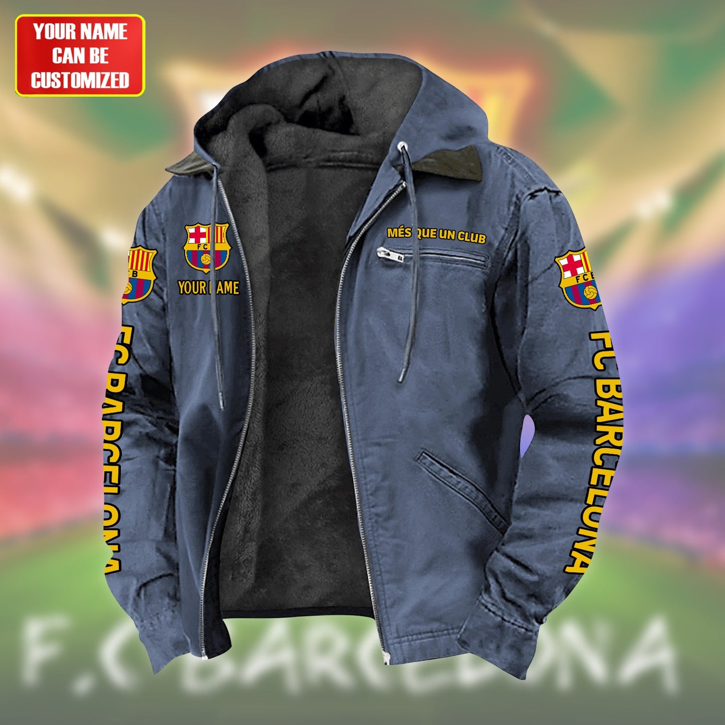 Personalized FC Barcelona Fur lining Paddle Jacket