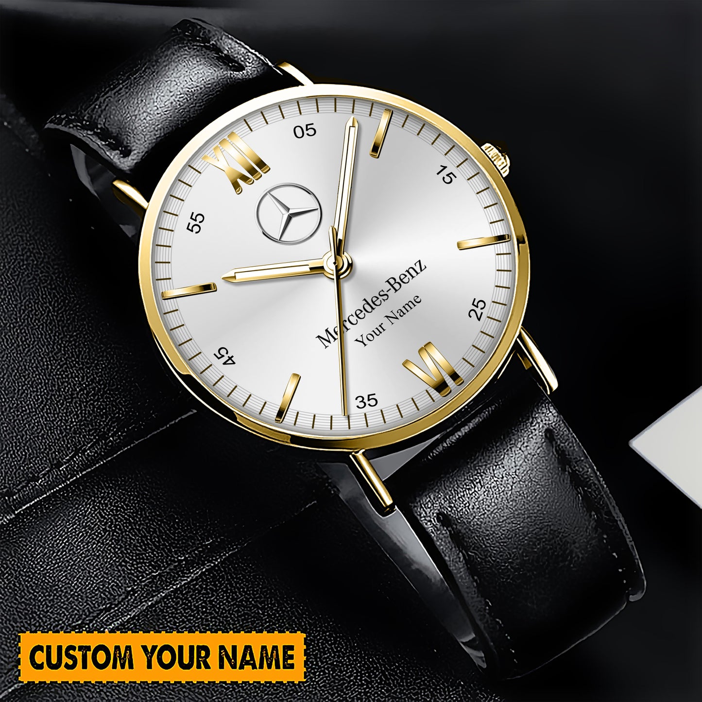 Personalized Merc OLRVS Quartz Leather Watch P150914