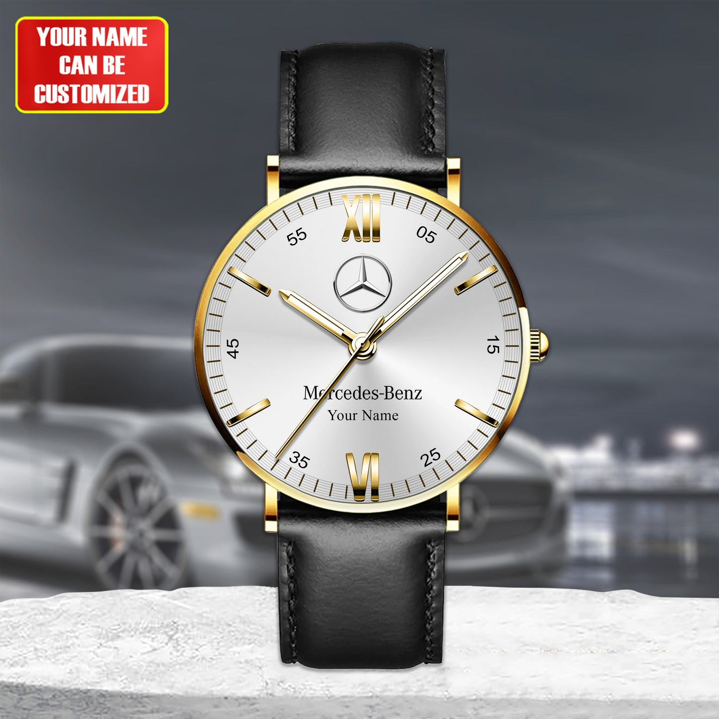 Personalized Merc OLRVS Quartz Leather Watch P150914